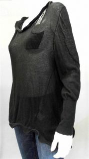 Jonathan Simkhai L S Wire Tee Misses M Long Sleeve Shirt Top Black Solid Blouse  