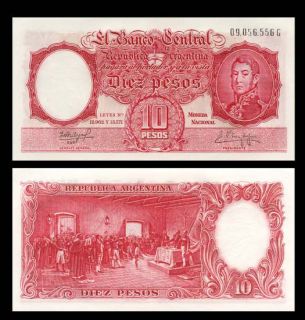 10 Pesos Note Argentina 1954 63 Tucuman Congress UNC  
