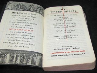 My Lenten Missal by Father Joseph F Stedman 1941 Pocket Book  