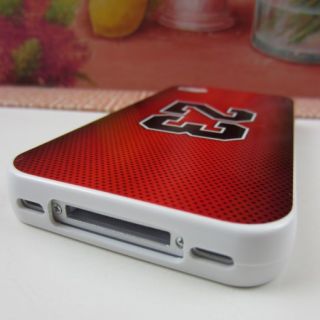 Apple iPhone 4 4S Jordan 23 Red Jersey Rubber Silicone Skin Case Phone Cover  
