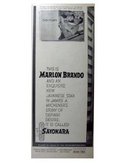 1957 Sayonara Film Ad Marlon Brando Miyoshi Umeki  