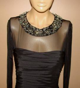 JS COLLECTIONS BLACK MESH ELEGANT LUXURY COCKTAIL EVENING DRESS 4 NYCTO 11CRC  