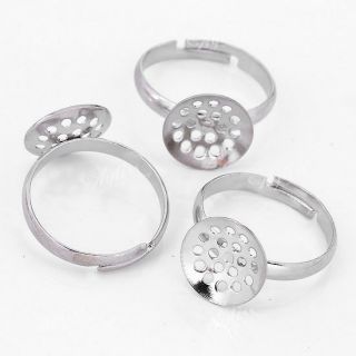 20pcs Mesh Glue On Pad Finger Ring Blank Base Findings Adjust 12mm Jewelry DIY  