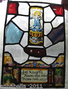 A 17th Century Swiss Zug Stained Glass Panel 1627 Commemorating Jost Knopffli  