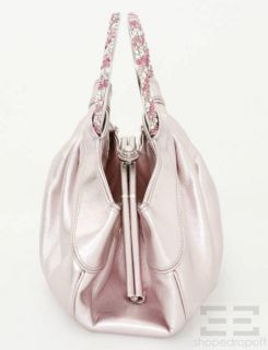 Judith Leiber Metallic Pink Leather Swarovski Crystal Handbag New $2695  