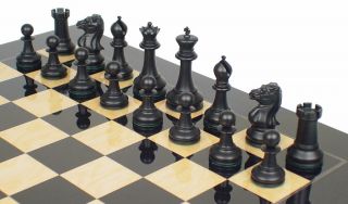 New Morphy Staunton Chess Set Antiqued Ebony 4" King  