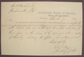 Judah Benjamin Signed Civil War Document Reprint Frame  