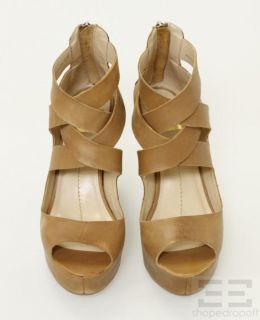 Dolce Vita Tan Strappy Leather Jude Wedges Size 8 5  