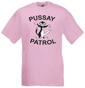 Pussay Patrol Stag do T Shirt Pink Personalised with Name on Back  