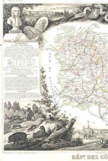 France Cotes Du Nord Old Antique Map Levasseur 1852