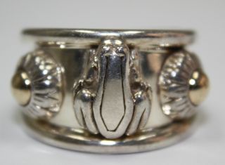 Barry Kieselstein Cord 2004 Frog and Flower Ring in 14k and Sterling