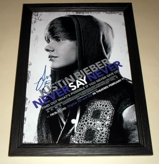 Justin Bieber Signed Framed 12x8 Poster Never Say