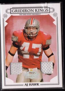 2007 THREADS A J HAWK GRIDIRON KINGS DUAL THE OHIO ST GAME USED JERSEY