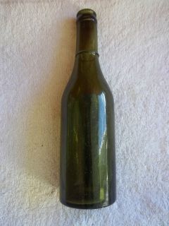 Antique Oriental Forest Green Glass Bottle Beer Wine Sake Crown Top