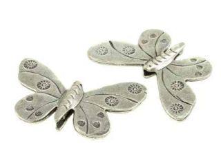 Thai Karen Hill Tribe Silver Angle Butterfly Bead B243