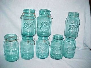 Lot of 8 Quart Size Blue Canning Jars
