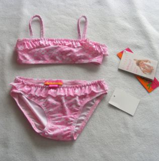 Kate Mack Biscotti Ruffle Pink Fish Scale Print 2 PC Swim Suit Girl Sz