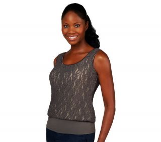Kathleen Kirkwood Undercover Agent Lace Overlay Cami Mink Grey 1X NEW