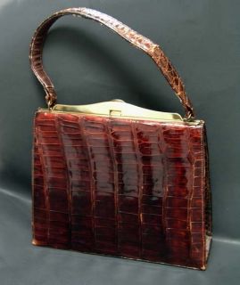 Vintage Bellestone Genuine Alligator Skin Kelly Bag Purse