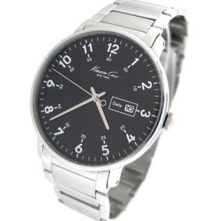 Kenneth Cole Mens Watch Black Dial Stainless Steel Bracelet Date