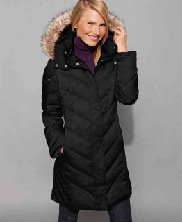 Kenneth Cole Womens 3 4 Down Hooded Jacket Coat Black XS XL