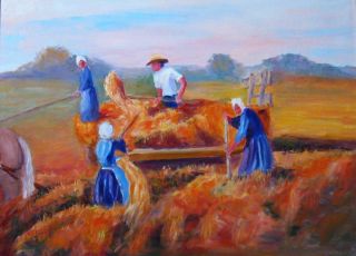 Fred Kepler Oil Painting Studio Sale Amish Family Farm 18 x 24 Canvas