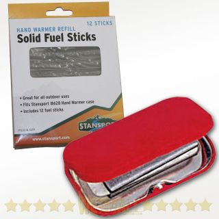 Stansport Pocket Hand Warmer Reusable with 2 Solid Fuel Refill Sticks