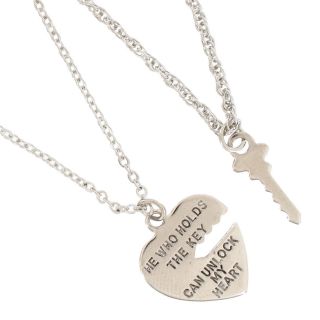 Pendant Key To My Heart Sweetheart Necklace Tiny Couples Set Silver
