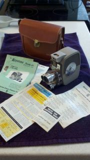 Keystone 8 mm Camera K 26 Vintage 3 Lens Turret Leather Case Paper