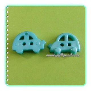 20 Car Kid Transport Sew Buttons Craft Turquoise K486