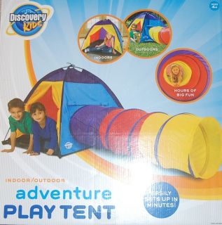 NEW DISCOVERY KIDS ADVENTURE INDOOR/OUTDOOR PLAY TENT & TUBE EASY UP