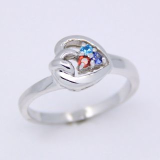 Sterling Silver Family 2 or 3 Birthstone Ring Mothers SisterS