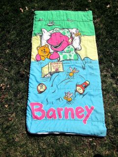 Barney Purple Dinosaur Kids Sleeping Bag PBS Bedtime Stories 1992