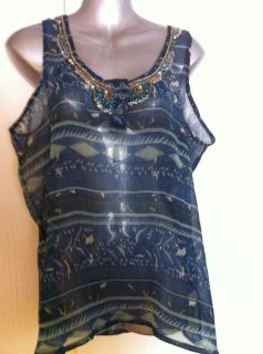 Solitaire by Ravi Khosla Womens Sheer Top Blouse Tank Size Large WC179