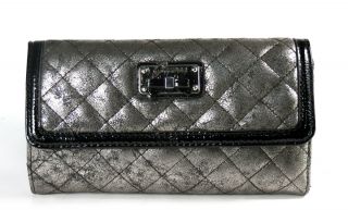 Pewter Silver and Black Quilted Kihei SLG Checkbook Wallet
