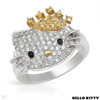 KIMORA LEE SIMMONS PRINCESS HELLO KITTY 18K GOLD DIAMOND SAPPHIRE RING