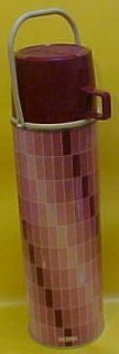 Kingsley Thermos Norwich CT USA rare pink checked silo style vintage
