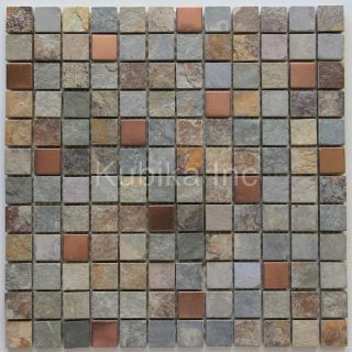 Slate Mosaic Tile Kitchen Backsplash Stainless Steel
