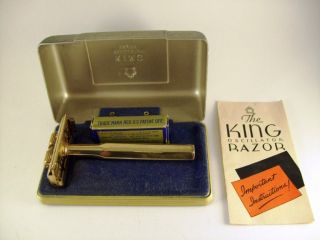 Vintage King Oscillating Safety Razor with Box Blades Instructions