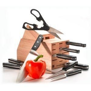 16 Piece Knife Block Set Includes Kitchen Shears Sharpener New