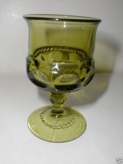 Indiana Glass Kings Crown Green Wine Goblet S
