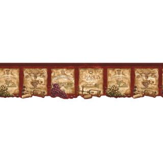 Norwall Kitchen Style Wall Border Paper KK79373 Red Wine Label Grapes