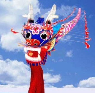 Classic Chinese Handmade Kite Huge Dragon 40 Feet Blue