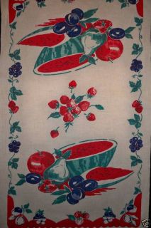 Vintage Startex Linen Kitchen Dish Tea Towel Fruits
