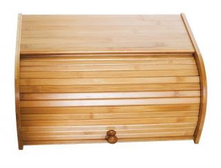 International Bamboo Rolltop Kitchen Bread Box Bin Storage