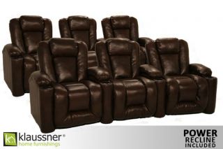 Klaussner Augustus 6 Seats Home Theater Seating Chairs Power Brown
