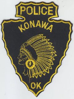 Konawa OK Oklahoma Police Patch Indian Chief Arrowhead