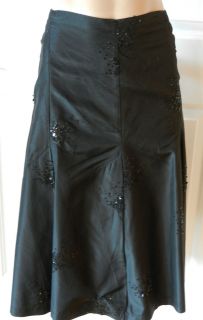 Krista Larson Black Silk Skirt with Black Sequins