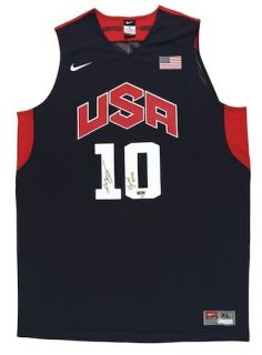 Kobe Bryant Signed USA Navy Jersey w Gold 2012 Inscription Panini Le