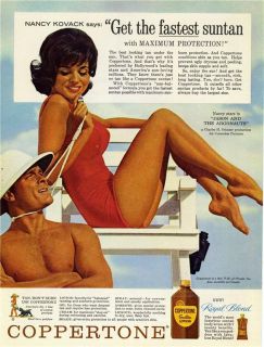 1963 Coppertone Suntan Lotion Ad Nancy Kovack